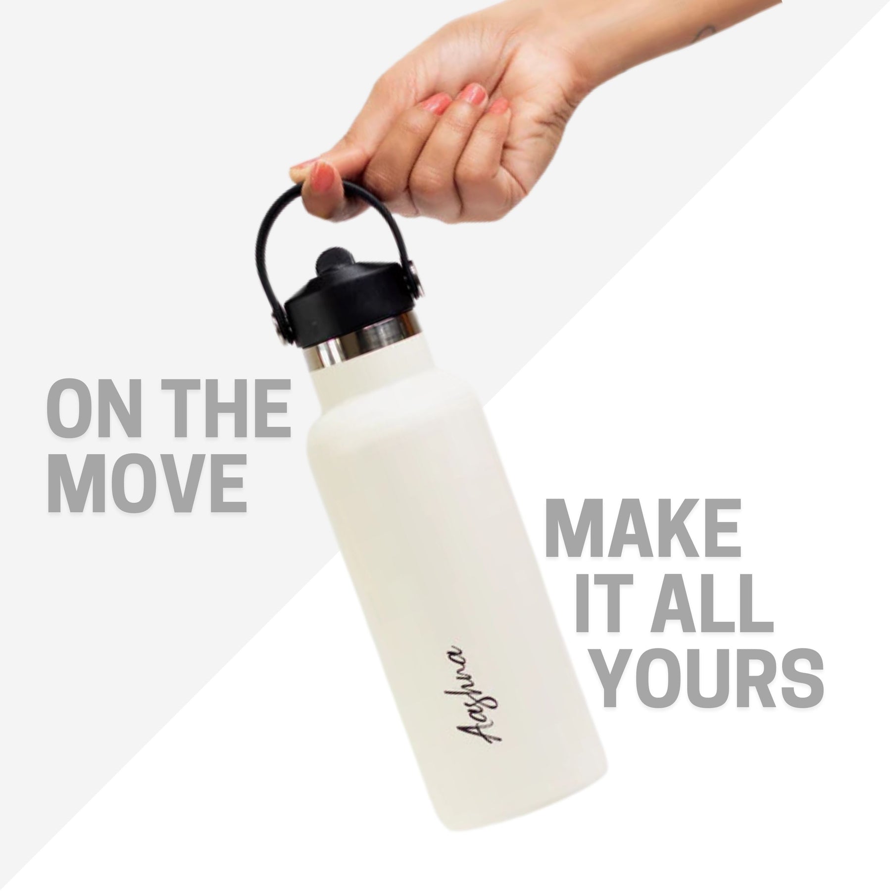 Quench Plus- Personalised Sipper Water Bottle - Off White