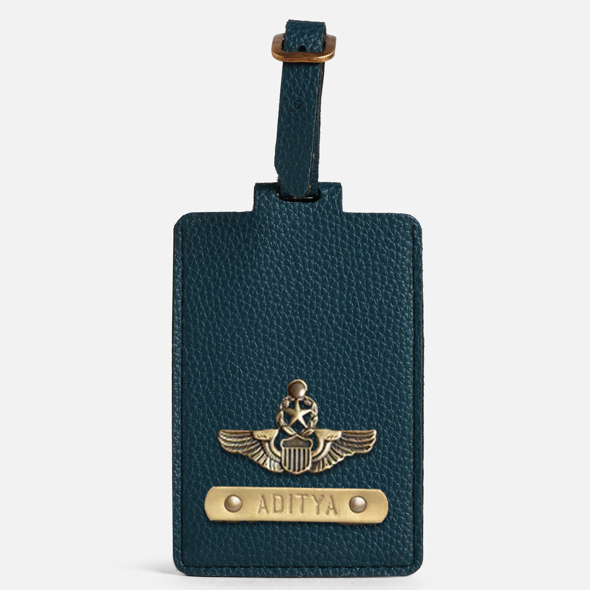 Personalised Leather Large Luggage/Baggage Tag - Blue