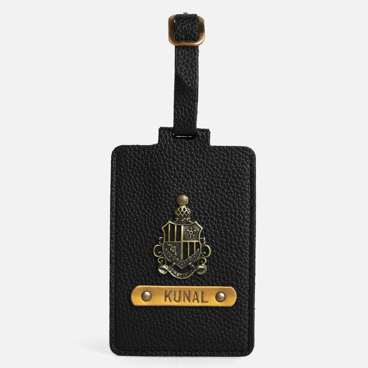 Personalised Leather Large Luggage/Baggage Tag - Textured Black