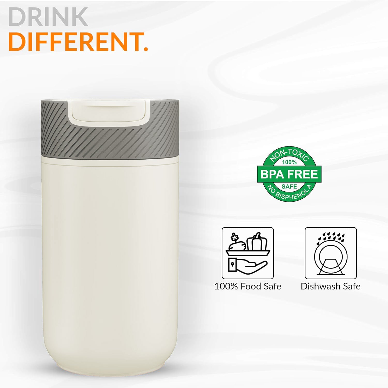 Never-Spill Suction Tumbler- Off White