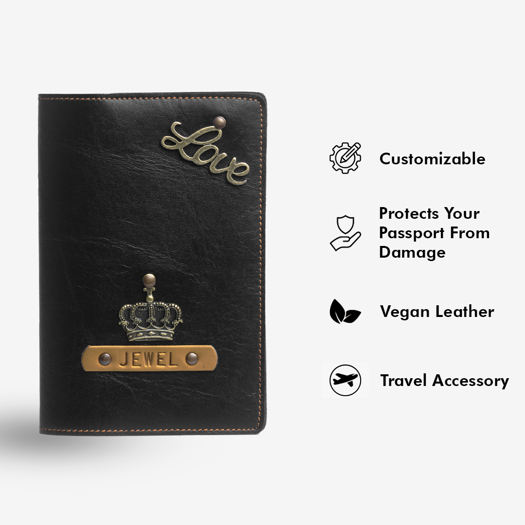 Personalized Passport Cover - Black