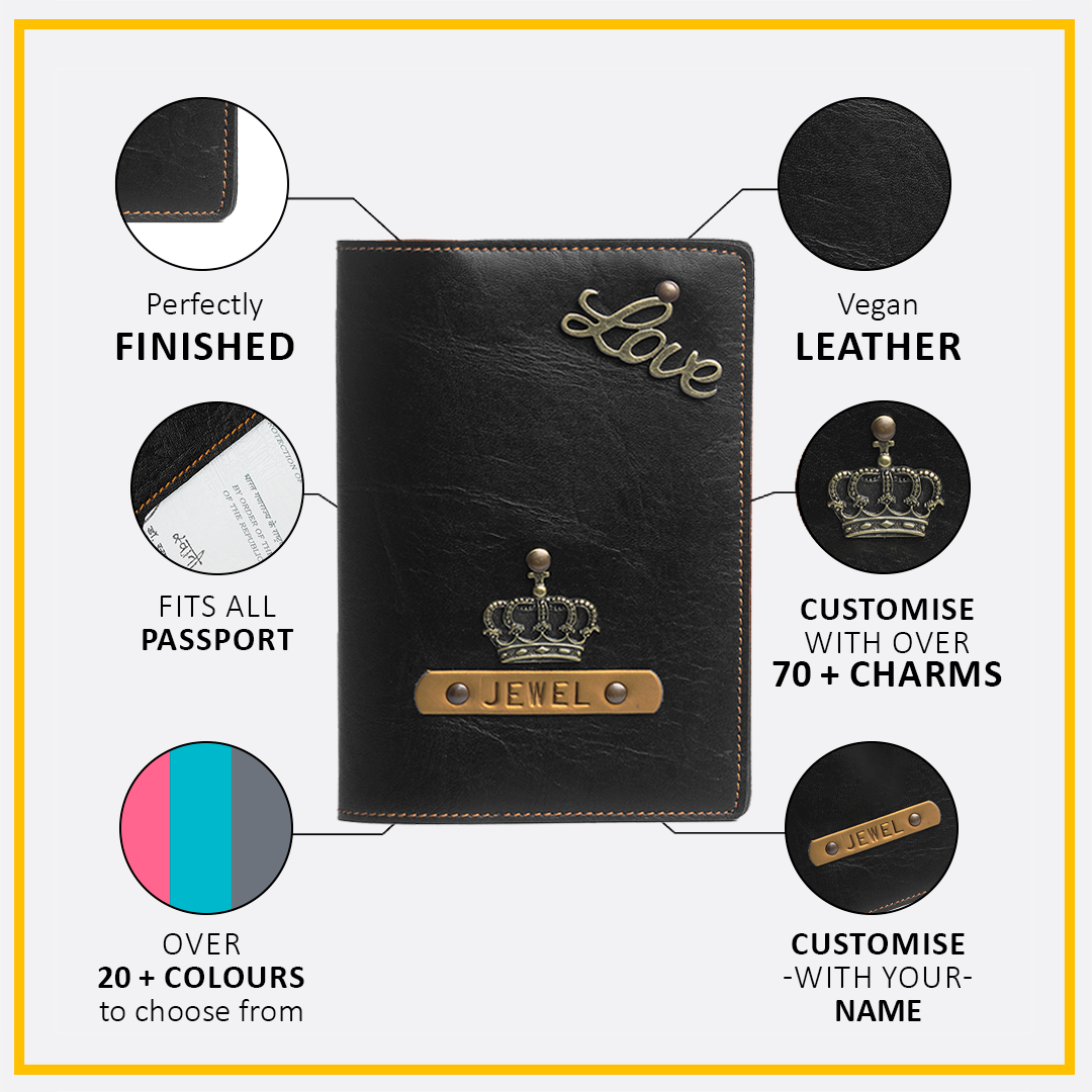 Personalized Passport Cover - Black