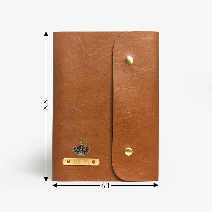 Personalized Brown Button Diary for Him