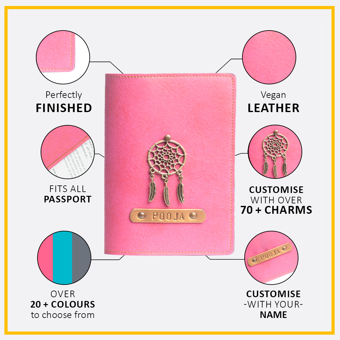 Personalized Passport Cover - Dark Pink