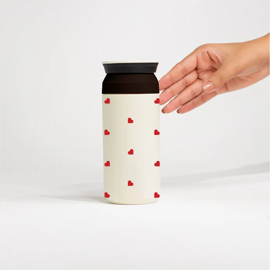 Insulated Coffee Tumbler- All Hearts (Ivory)