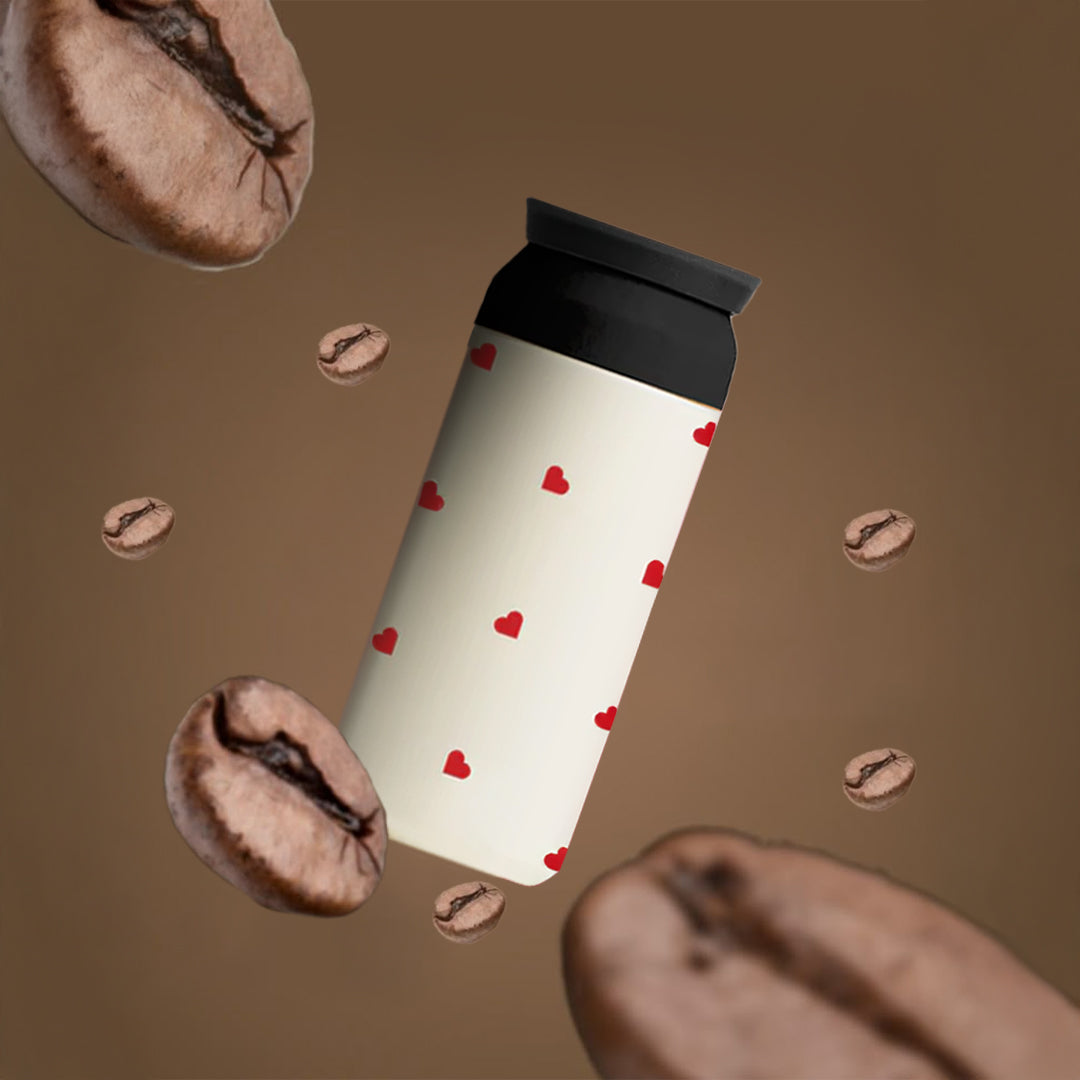 Insulated Coffee Tumbler- All Hearts (Ivory)