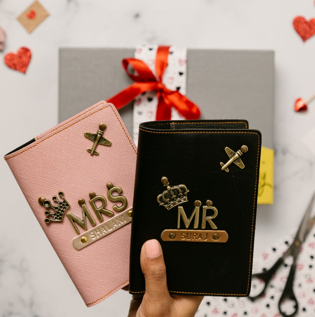 Mr & Mrs Personalized Passport Cover for Him and Her