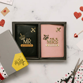 The Messy Corner Passport Cover Mr & Mrs Personalised Couple Passport Covers