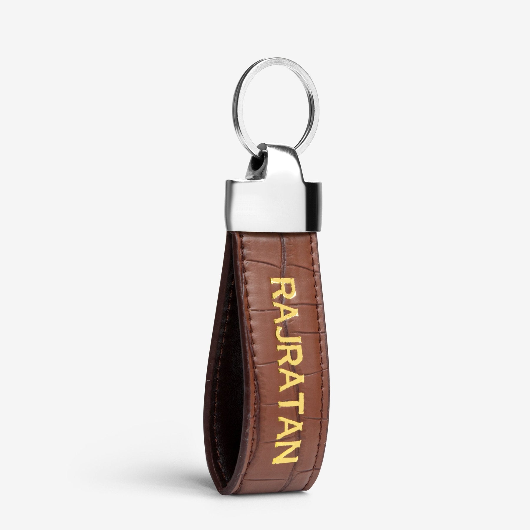 Personalized Croc Vegan Leather Keychain for Him - Brown