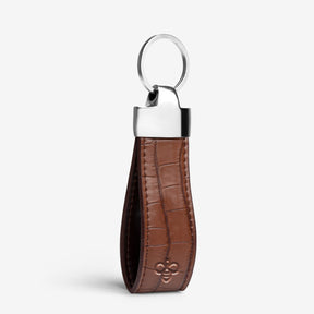 Personalized Croc Vegan Leather Keychain for Him - Brown