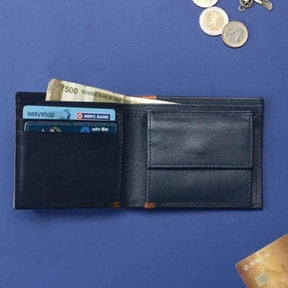 The Messy Corner Mens Wallet Personalized Leather Men's Wallet - Blue